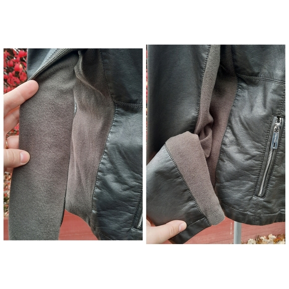 Kenneth Cole Faux Leather Moto Jacket Stretch Green NEW - Picture 5 of 12